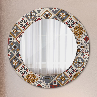 Round mirror printed frame Turkish pattern