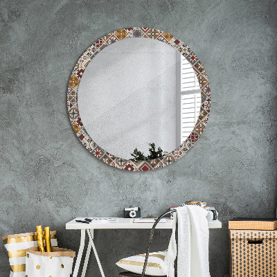 Round mirror printed frame Turkish pattern