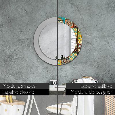 Round mirror print Arabic pattern