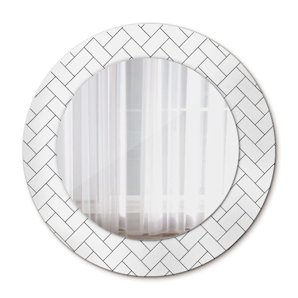 Round mirror decor Herringbone