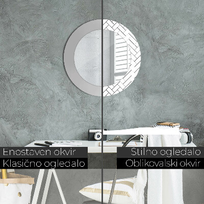 Round mirror decor Herringbone