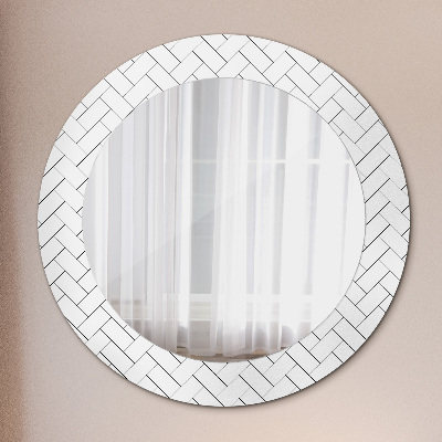 Round mirror decor Herringbone