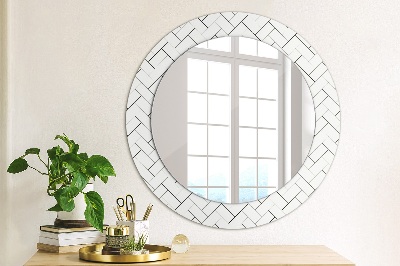 Round mirror decor Herringbone