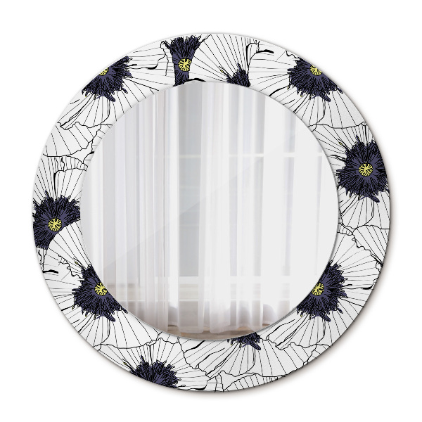 Round mirror decor Linear flowers composition