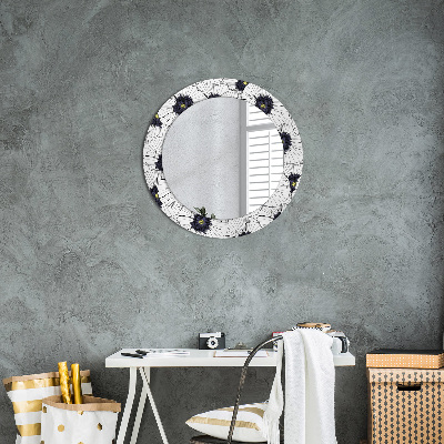 Round mirror decor Linear flowers composition