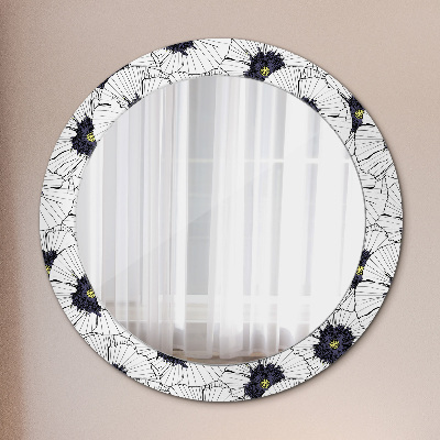 Round mirror decor Linear flowers composition