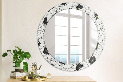 Round mirror decor Linear flowers composition