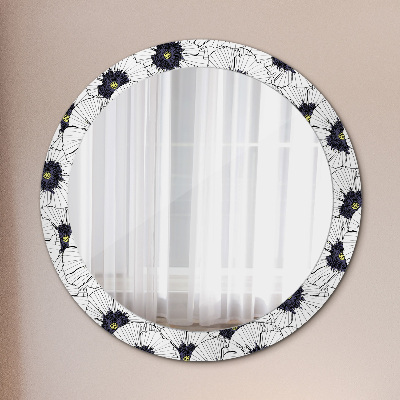 Round mirror decor Linear flowers composition