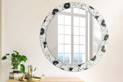 Round mirror decor Linear flowers composition