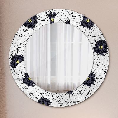 Round mirror decor Linear flowers composition