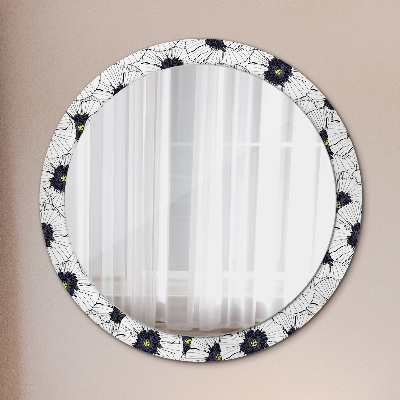 Round mirror decor Linear flowers composition