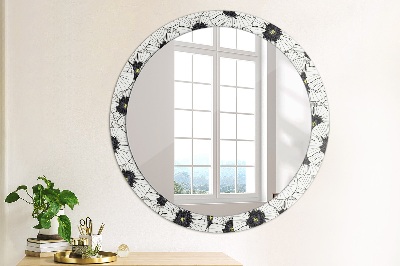 Round mirror decor Linear flowers composition