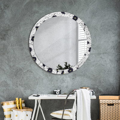 Round mirror decor Linear flowers composition