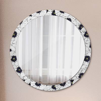 Round mirror decor Linear flowers composition