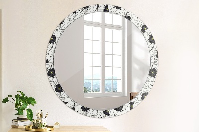 Round mirror decor Linear flowers composition