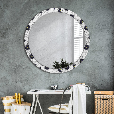 Round mirror decor Linear flowers composition