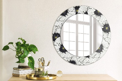 Round mirror decor Linear flowers composition