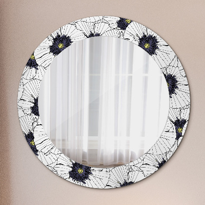 Round mirror decor Linear flowers composition