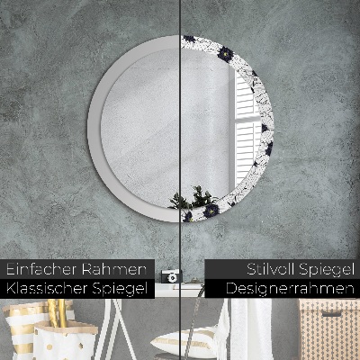 Round mirror decor Linear flowers composition