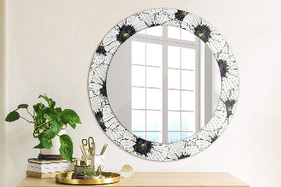 Round mirror decor Linear flowers composition