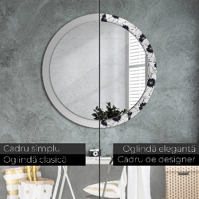 Round mirror decor Linear flowers composition