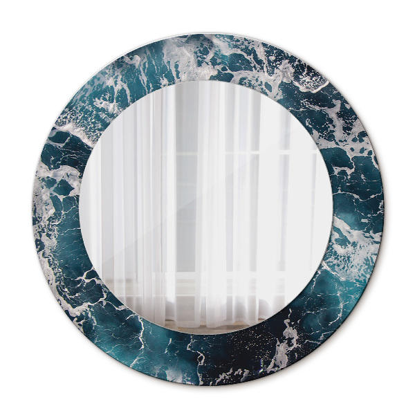 Round decorative wall mirror Stormy sea