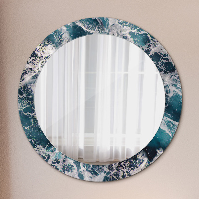 Round decorative wall mirror Stormy sea