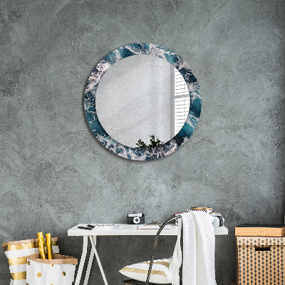 Round decorative wall mirror Stormy sea