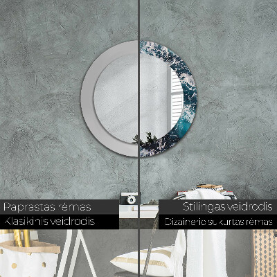 Round decorative wall mirror Stormy sea