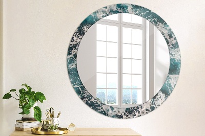 Round decorative wall mirror Stormy sea