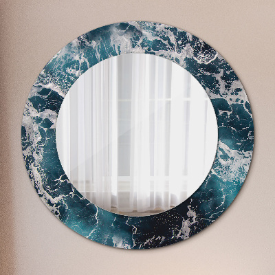 Round decorative wall mirror Stormy sea