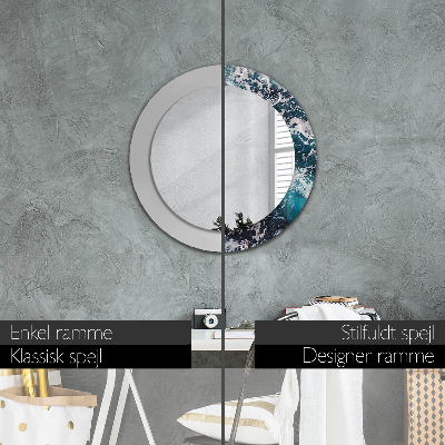 Round decorative wall mirror Stormy sea