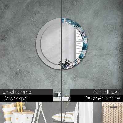 Round decorative wall mirror Stormy sea