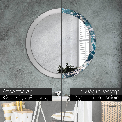 Round decorative wall mirror Stormy sea