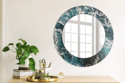 Round decorative wall mirror Stormy sea