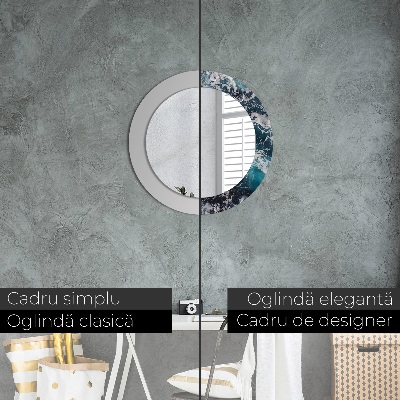 Round decorative wall mirror Stormy sea