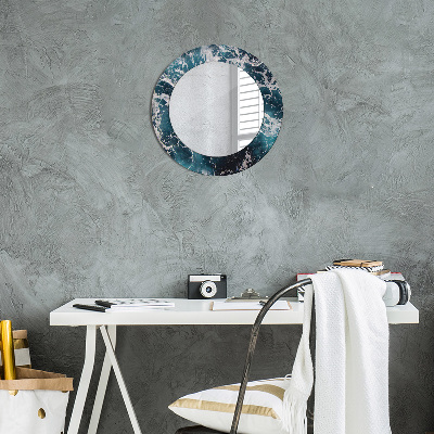 Round decorative wall mirror Stormy sea