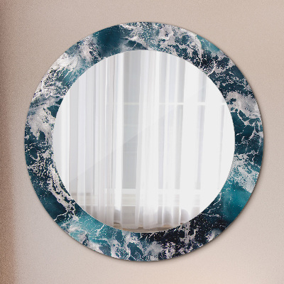 Round decorative wall mirror Stormy sea