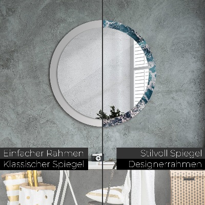 Round decorative wall mirror Stormy sea