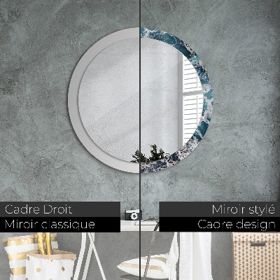 Round decorative wall mirror Stormy sea