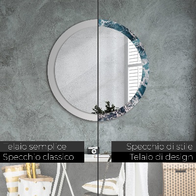 Round decorative wall mirror Stormy sea