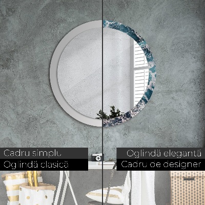 Round decorative wall mirror Stormy sea