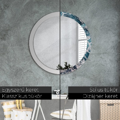 Round decorative wall mirror Stormy sea