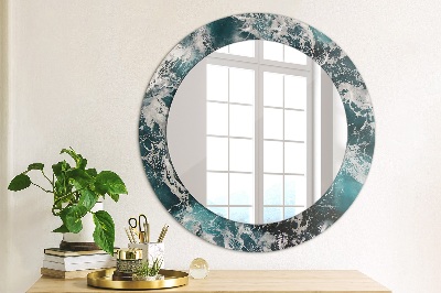 Round decorative wall mirror Stormy sea