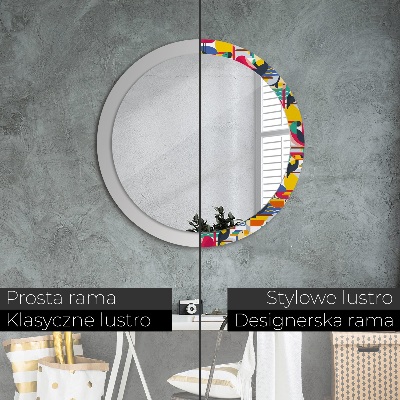 Round decorative wall mirror Geometric tropical birds