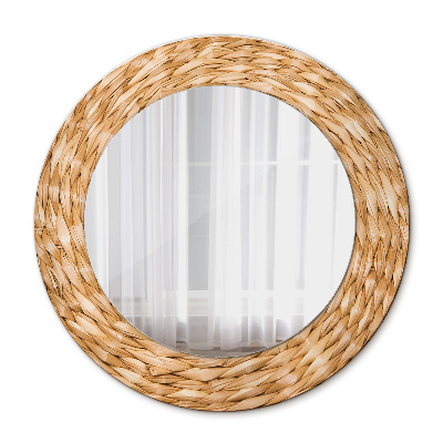 Round decorative wall mirror Reed texture