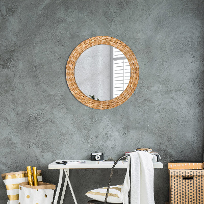 Round decorative wall mirror Reed texture