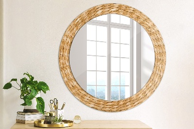 Round decorative wall mirror Reed texture