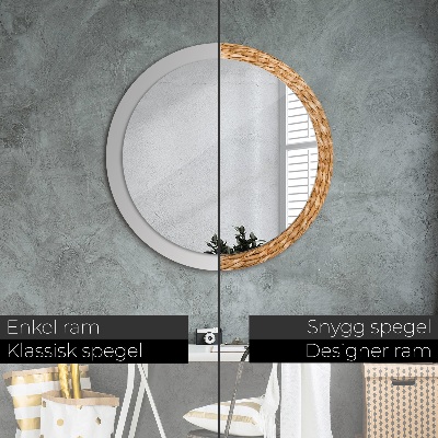 Round decorative wall mirror Reed texture