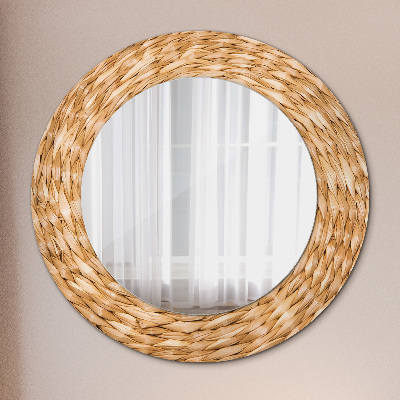 Round decorative wall mirror Reed texture